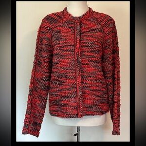 WORTH Fuzzy Sweater Multicolor Wool Alpaca Acrylic snap closure M Granny Chic